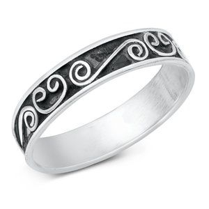 Sterling Silver Bali Ring 4 mm 925 Fashion Band